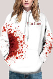 Red Fashion Street Adult Print Patchwork Pullovers Hooded Collar Outerwear