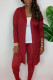 Red British Style Print Solid O Neck Long Sleeve Long Two Pieces