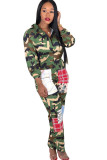 Camouflage Casual Print Long Sleeve Turndown Collar