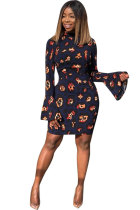 As Show Sexy Fashion Long Sleeves Turtleneck Pencil Dress Knee-Length Print Print Dresses