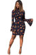 As Show Sexy Fashion Long Sleeves Turtleneck Pencil Dress Knee-Length Print Print Dresses