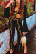 Black Fashion Casual Adult Milk Fiber Patchwork Solid Patchwork V Neck Long Sleeve Flare Sleeve Short Two Pieces