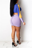 Green Fashion Sexy Patchwork Hollowed Out O Neck Long Sleeve Two Pieces