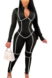 Red Sexy Milk Fiber Solid Patchwork O Neck Skinny Jumpsuits