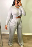 Blue Sexy Casual Solid Patchwork O Neck Long Sleeve Two Pieces