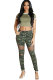 Green Elastic Fly Mid Patchwork Mesh Print Skinny Pants Pants