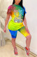 Yellow Fashion Casual adult Ma'am Patchwork Print Character Tie Dye Two Piece Suits Straight Short Sleeve Two Pieces