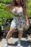 White Fashion Sexy adult Ma'am Animal Prints Print Two Piece Suits pencil Sleeveless Two Pieces