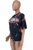 Multi-color Fashion Casual Print Basic O Neck T-Shirts