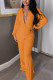 Orange Fashion Casual Solid Basic Turndown Collar Regular Jumpsuits