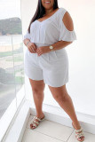 Black Fashion Casual Solid Basic V Neck Plus Size Romper