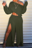 Pink Fashion Casual Solid Patchwork Slit Oblique Collar Long Sleeve Two Pieces