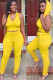 Yellow Fashion Sexy adult Ma'am Solid Two Piece Suits pencil Sleeveless Two Pieces