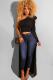 Black One Shoulder Collar Long Sleeve Solid Draped asymmetrical