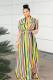 Yellow Casual Fashion Cap Sleeve Half Sleeves Turndown Collar Straight Ankle-Length fastener Argy