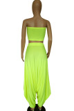 Blue Fashion Sexy adult Ma'am Solid Two Piece Suits Harlan pants Sleeveless Two Pieces