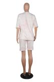 Pink Fashion Casual adult Patchwork Tie Dye Two Piece Suits pencil Short Sleeve Two Pieces