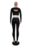 Pink Casual Striped Embroidered Patchwork O Neck Long Sleeve Two Pieces