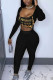 Gold Fashion Casual Adult Print Patchwork Square Collar Long Sleeve Regular Sleeve Short Two Pieces