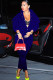 Royal blue Casual Patchwork Leopard Print Two Piece Suits pencil Long Sleeve 