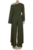 Pink Fashion Casual Solid Patchwork Slit Oblique Collar Long Sleeve Two Pieces