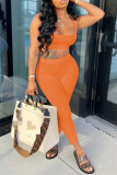 White Casual Sportswear Solid Backless Boat Neck Sleeveless Two Pieces