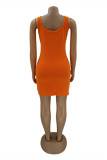 Purple Sexy Casual Letter Hot Drill U Neck Vest Dress