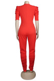 Yellow Fashion Light Solid Draped Patchwork Half Sleeve V Neck Jumpsuits