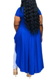 Red Fashion Sexy adult Ma'am Turndown Collar Patchwork Solid asymmetrical Stitching Plus Size