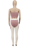 Yellow Red Sexy Solid Patchwork Strapless Sleeveless Two Pieces