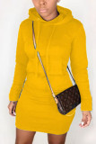 purple Street Cap Sleeve Long Sleeves Hooded Step Skirt Knee-Length Solid