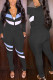 Black Casual Sportswear Patchwork Patchwork Zipper Collar Long Sleeve Two Pieces