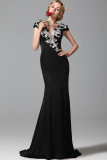 Red Sexy Cap Sleeve Short Sleeves V Neck Step Skirt Floor-Length Solid Print