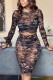 Camouflage Fashion Sexy Adult Gauze Camouflage Print O Neck Long Sleeve Regular Sleeve Short Two Pieces