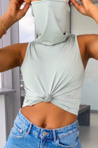 Grey White Red Black Grey Pink Khaki Yellow Royal blue Fruit green rose red purple Sky Blue Turtleneck Sleeveless Patchwork Solid Slim fit Tops