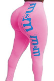 Pink Elastic Fly Mid Print pencil Pants Bottoms