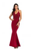 Red Fashion adult Sexy Spaghetti Strap Sleeveless Slip Slim Dress Floor-Length Patchwork Solid