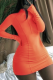Tangerine Red Sexy Solid Patchwork Half A Turtleneck A Line Dresses