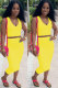 Yellow Sexy Fashion Patchwork Solid A-line skirt Two-Piece Dress