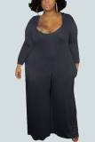 Blue Casual Knitting Solid Patchwork O Neck Plus Size 