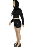 White Fashion Casual Europe and America Solid Zippered Straight Long Sleeve Two Pieces