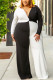 Black and white Fashion adult Ma'am Street O Neck Patchwork contrast color Stitching Plus Size
