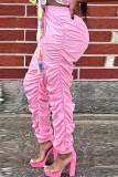 Pink Fashion Casual adult Ma'am Solid Plus Size