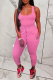 Pink Casual Solid Patchwork U Neck Sleeveless Two Pieces