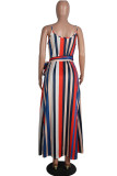 Red Chemical fiber blend Fashion adult Sexy Off The Shoulder Sleeveless Slip Swagger Ankle-Length backle