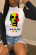 Figure Casual Letter O Neck Tops