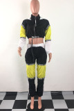 Red and black Fashion Active adult Ma'am Patchwork contrast color Two Piece Suits pencil Long Sleeve Two Pieces