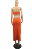 White Fashion Sexy Solid Hollowed Out Backless O Neck Sleeveless Two Pieces