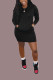 Black Casual Sleeve V Neck A-Line Knee-Length Solid Dresses