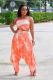 Orange Sexy Fashion crop top Slim fit Two Piece Suits asymmetrical Tie Dye Regular Sleeveless Tw